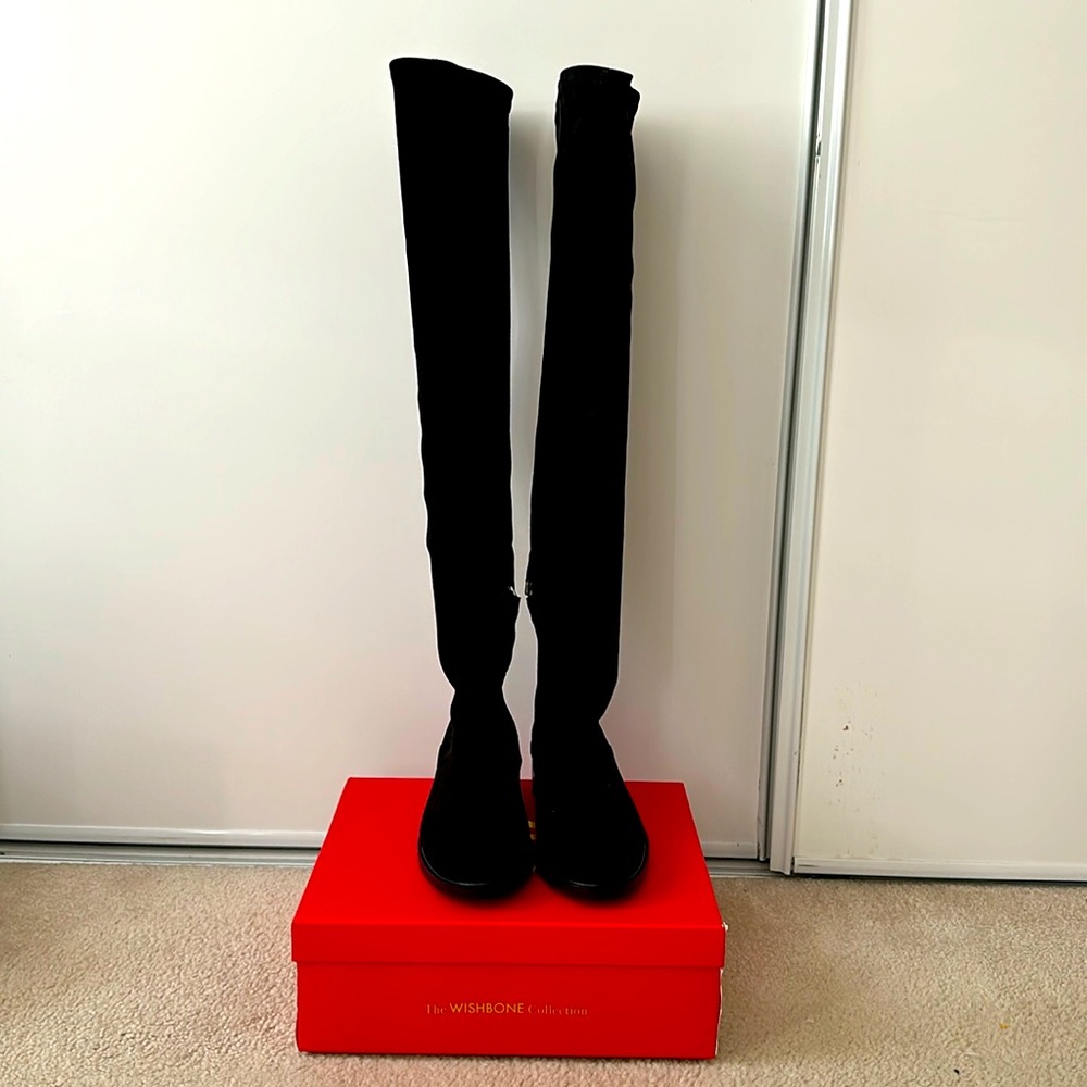WISHBONE - Over Knee High Tall Block suede boots